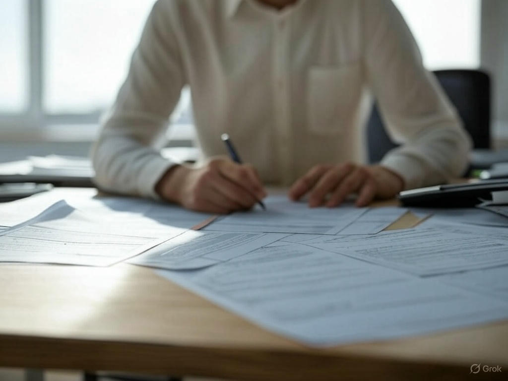 Broker completing paperwork of a sale