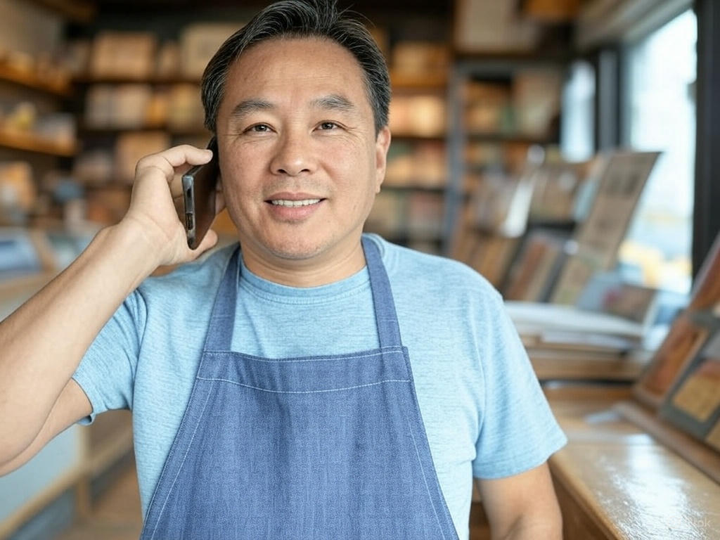 Business owner on a call